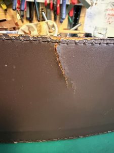 Split leather in Wassily chair back panel